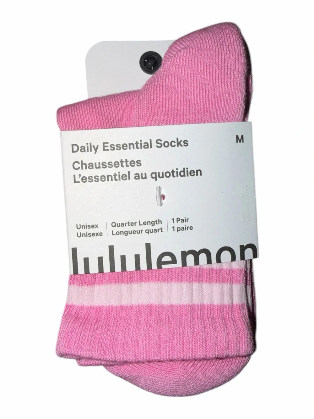 Lululemon Daily Essential Quarter Socks Sweet Sorbet White M NWT